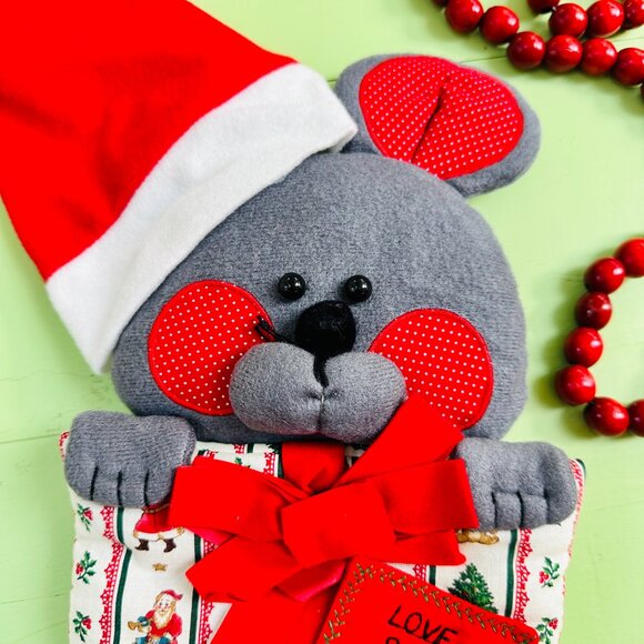 Vintage Large Xmas Mouse Wall Decor Christmas Front Door Sign Vintage Christmas - Picture 2 of 9